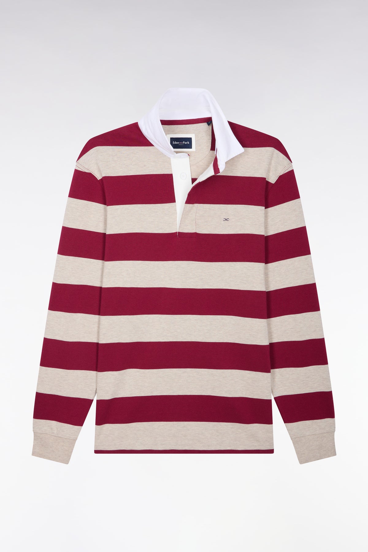Maillot manches longues en jersey de coton rayé rouge