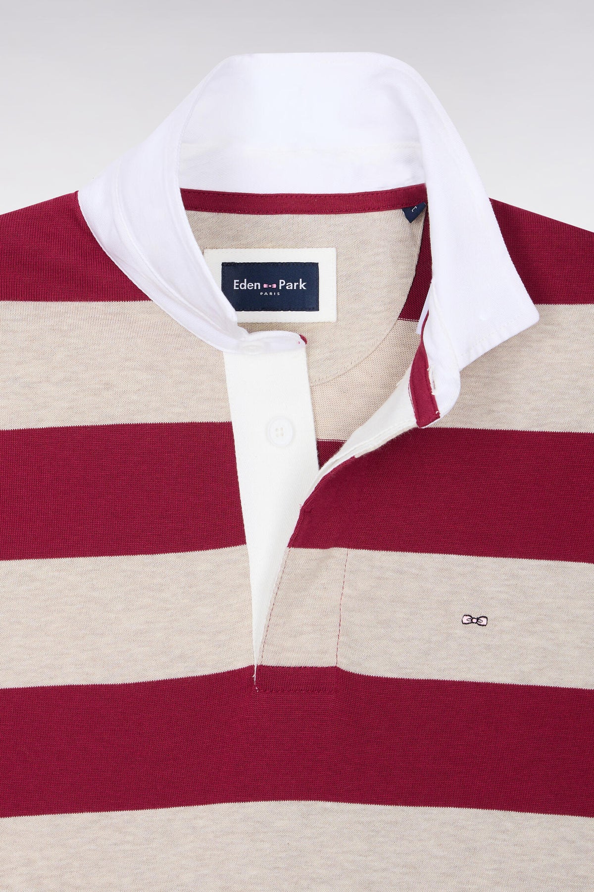 Maillot manches longues en jersey de coton rayé rouge