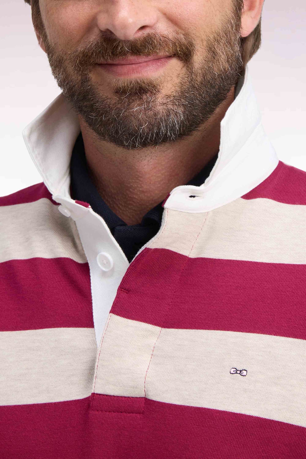 Maillot manches longues en jersey de coton rayé rouge