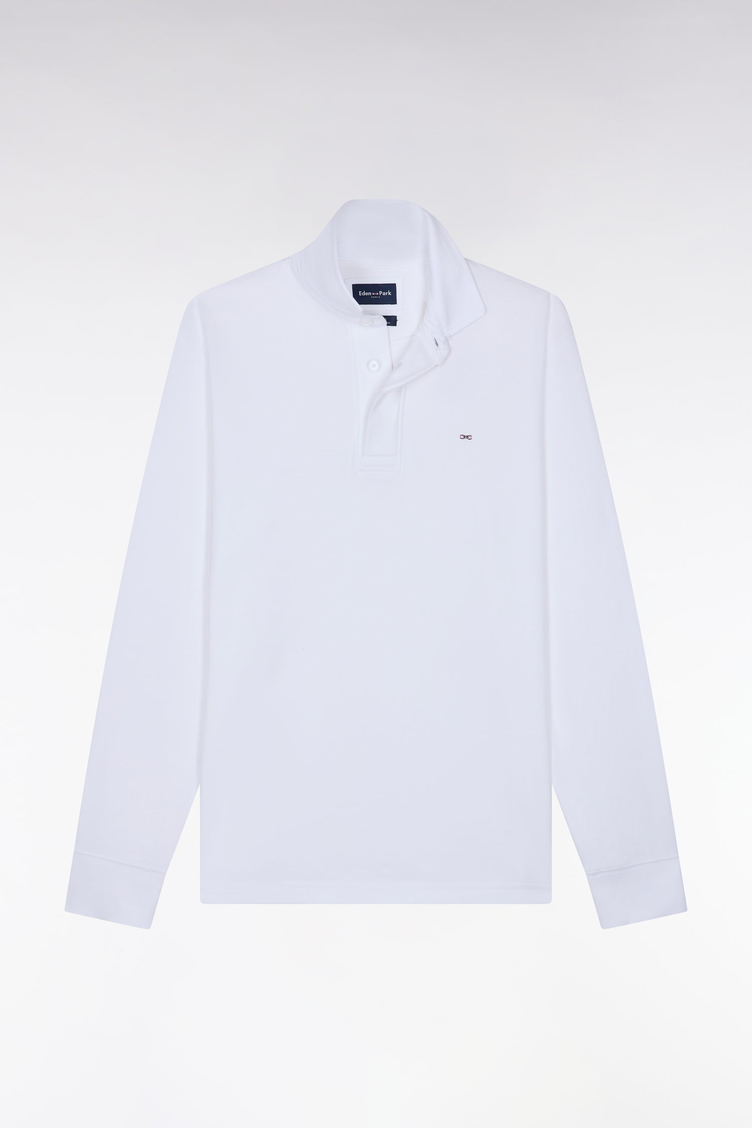 Maillot manches longues en coton Pima blanc coupe droite