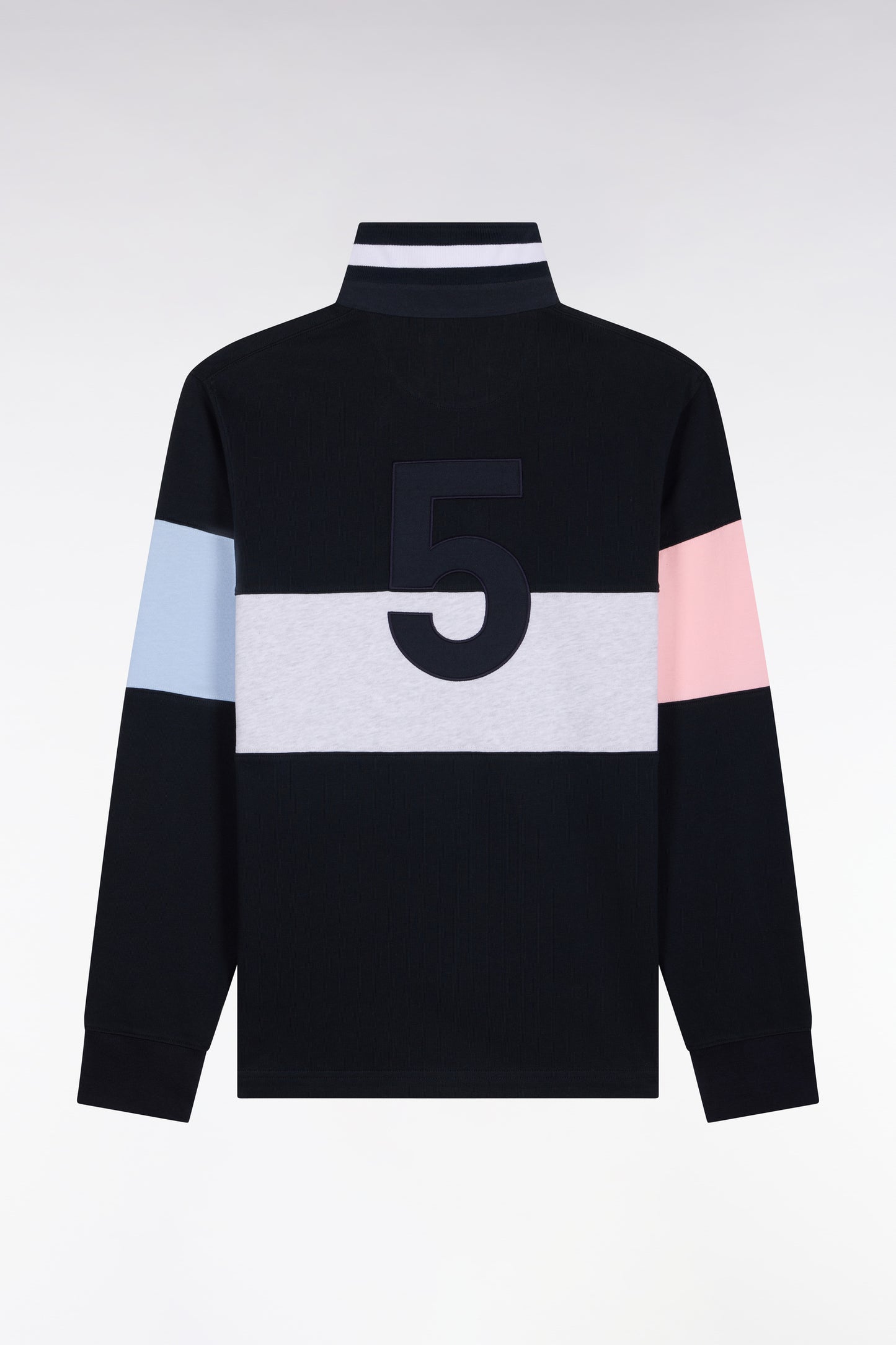 Maillot manches longues coupé cousu en jersey de coton marine broderie 5