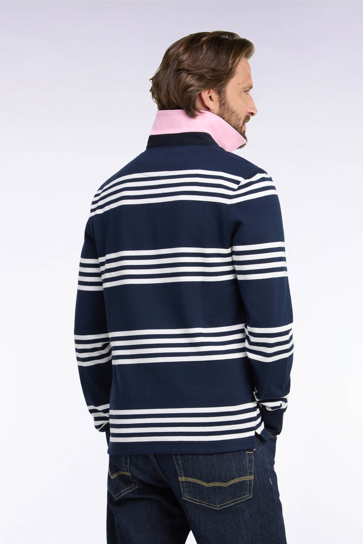 Maillot manches longues rayé marine et blanc