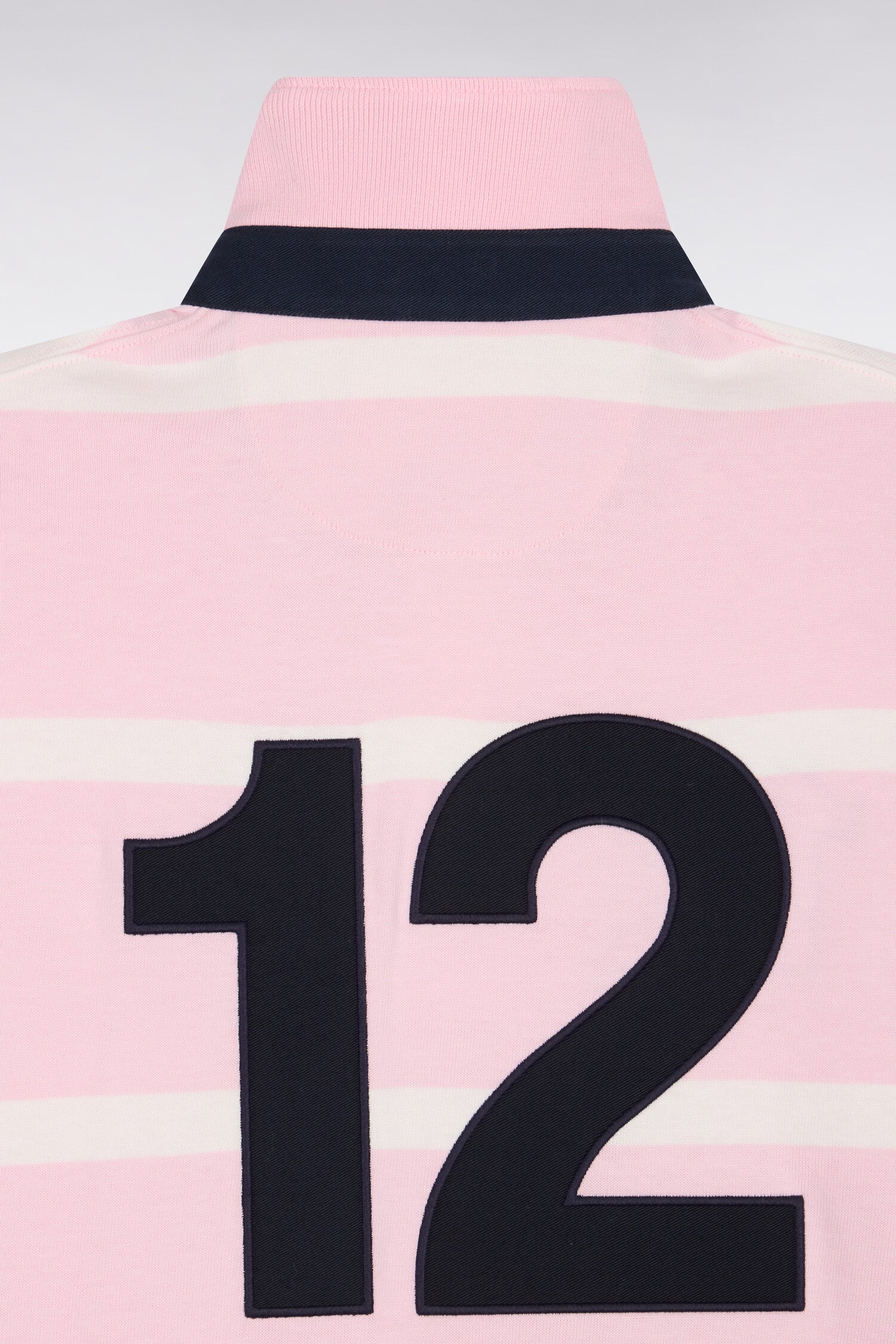Maillot manches longues en jersey de coton rose rayé broderie dos