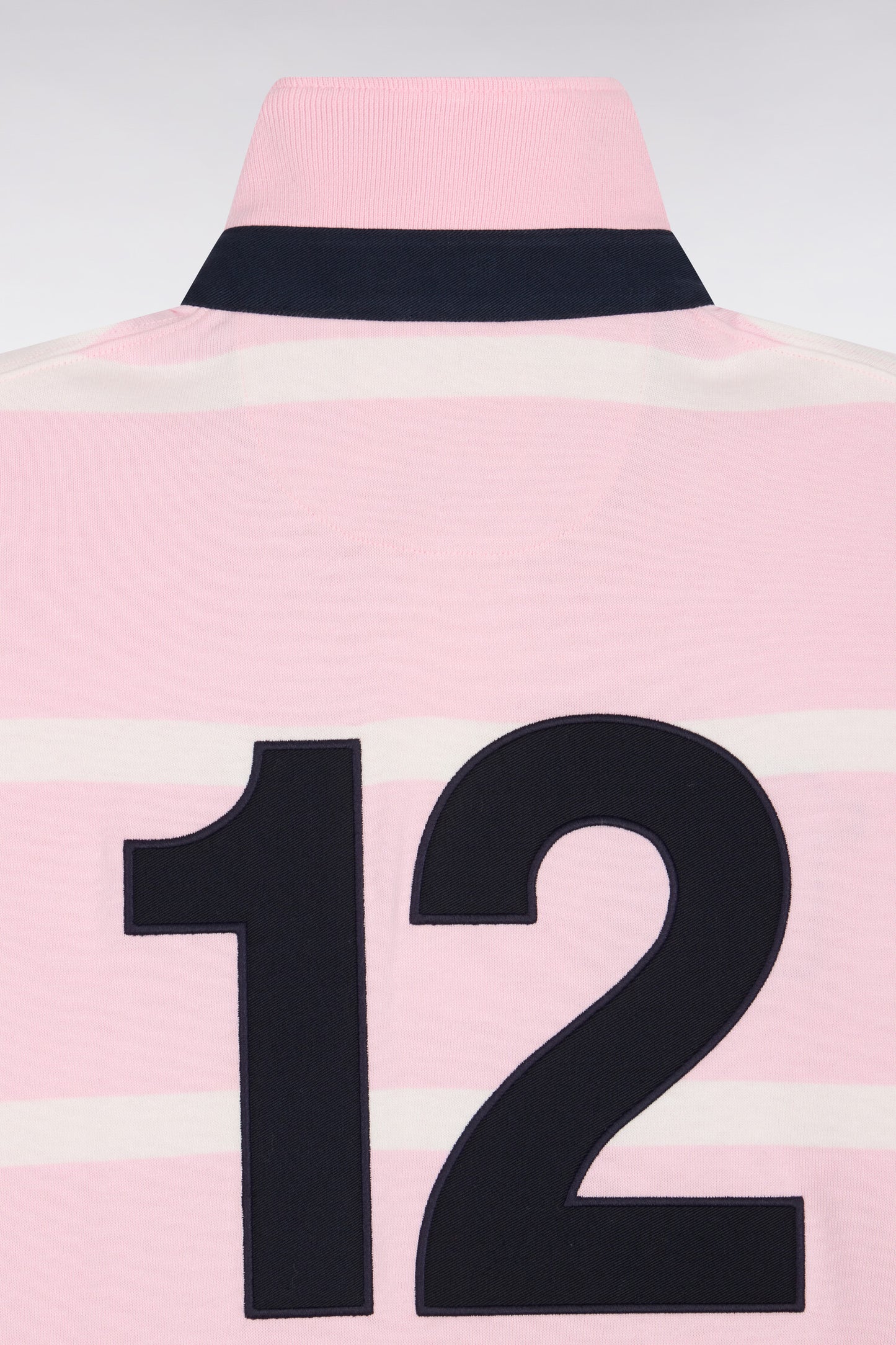 Maillot manches longues en jersey de coton rose rayé broderie dos