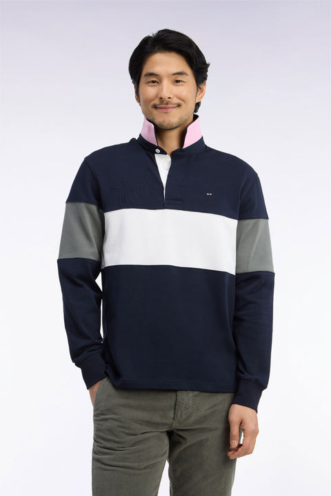 Long-sleeved jersey in khaki tricolor cotton jersey with embroidery 10 - Image 3
