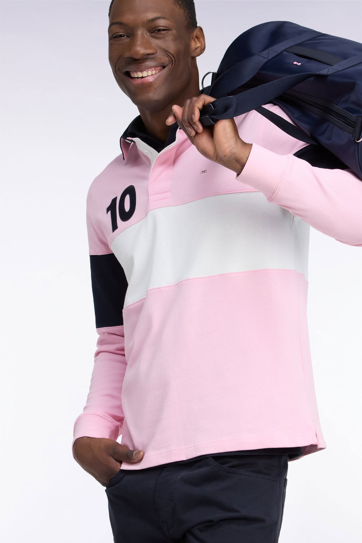 Maillot manches longues en jersey coton tricolore rose broderie 10