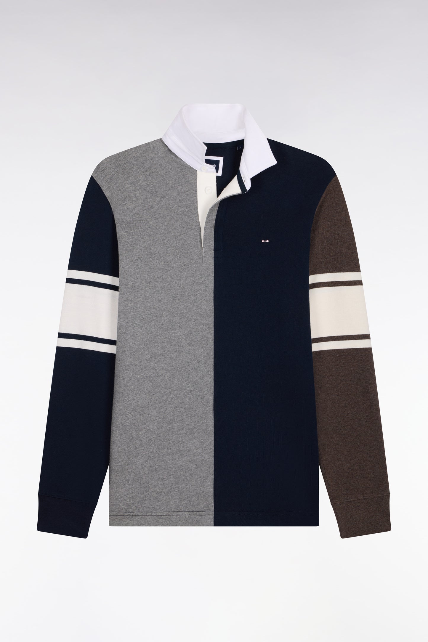 Maillot manches longues en jersey coton à découpe verticale gris