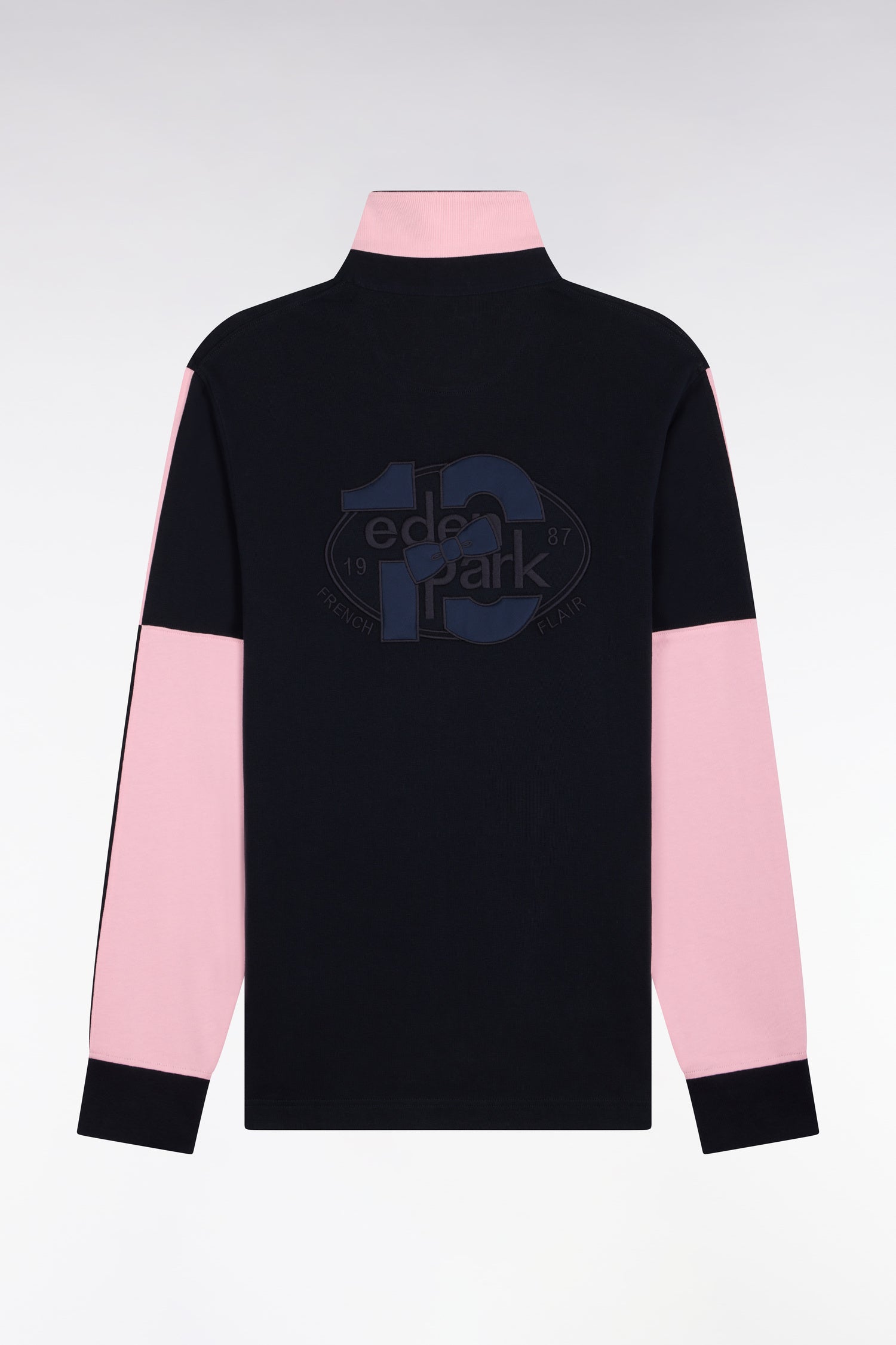Maillot manches longues en jersey de coton marine et rose