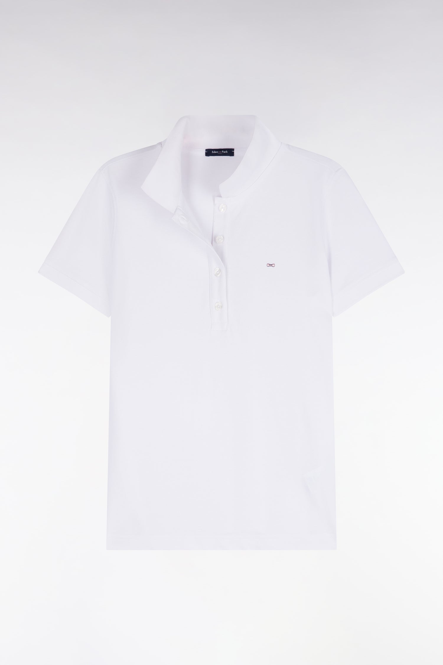 Polo manches courtes en coton stretch blanc coupe ajustée