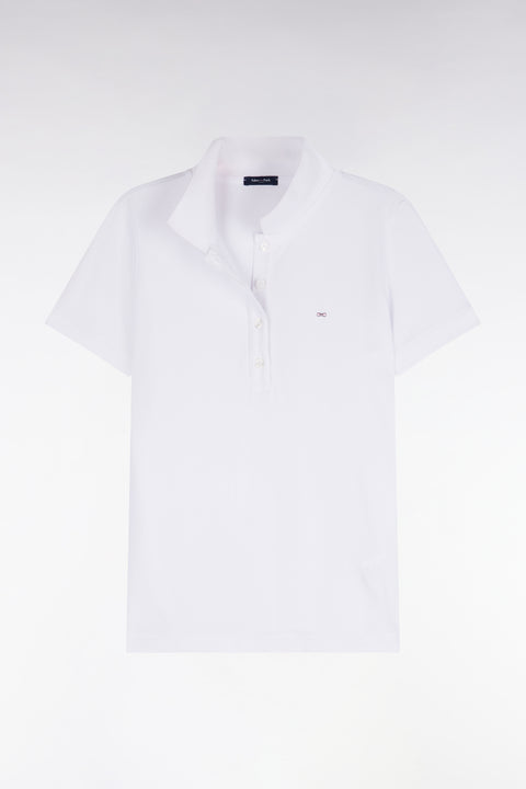 Polo manches courtes en coton stretch blanc coupe ajustée - Image 2