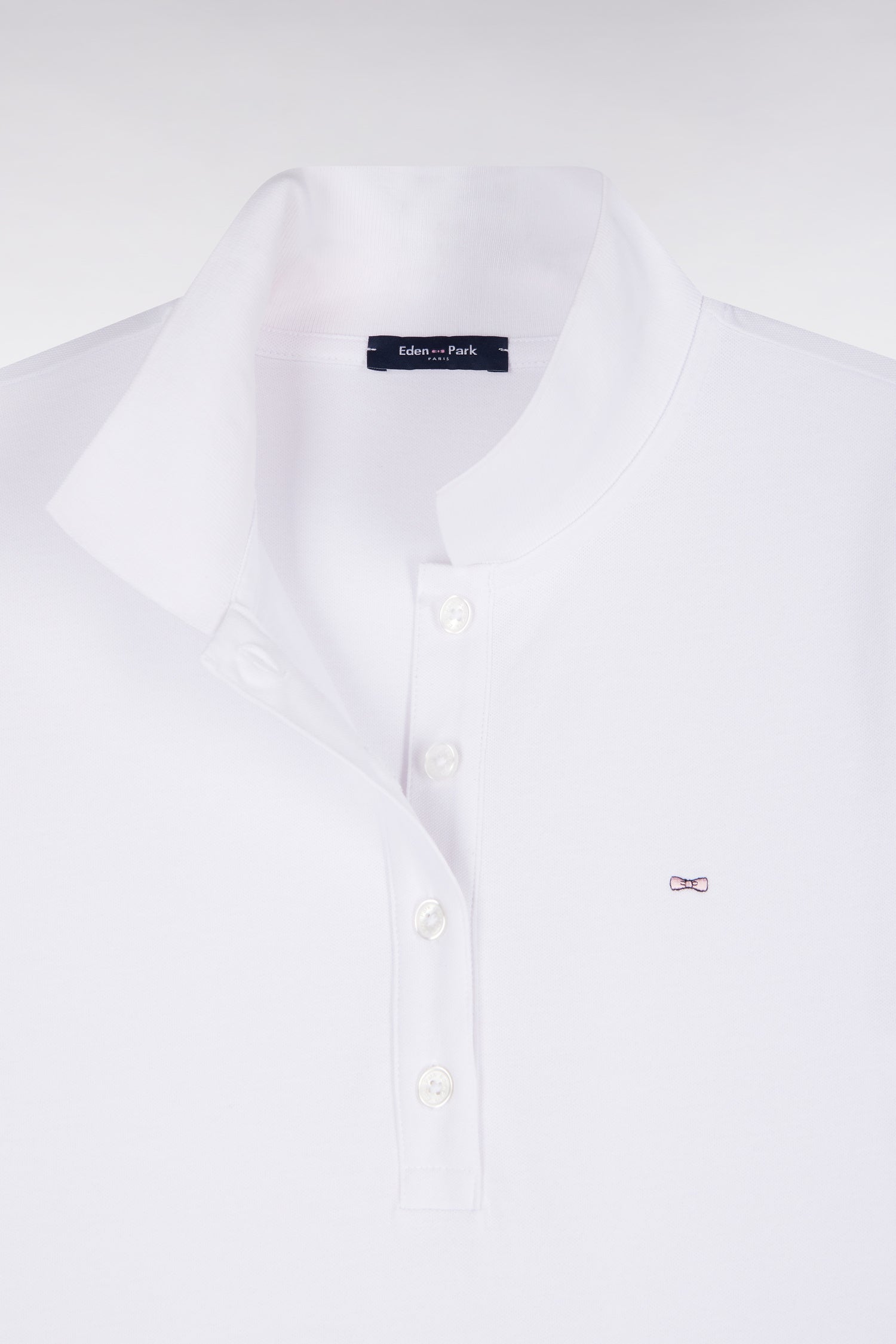 Polo manches courtes en coton stretch blanc coupe ajustée