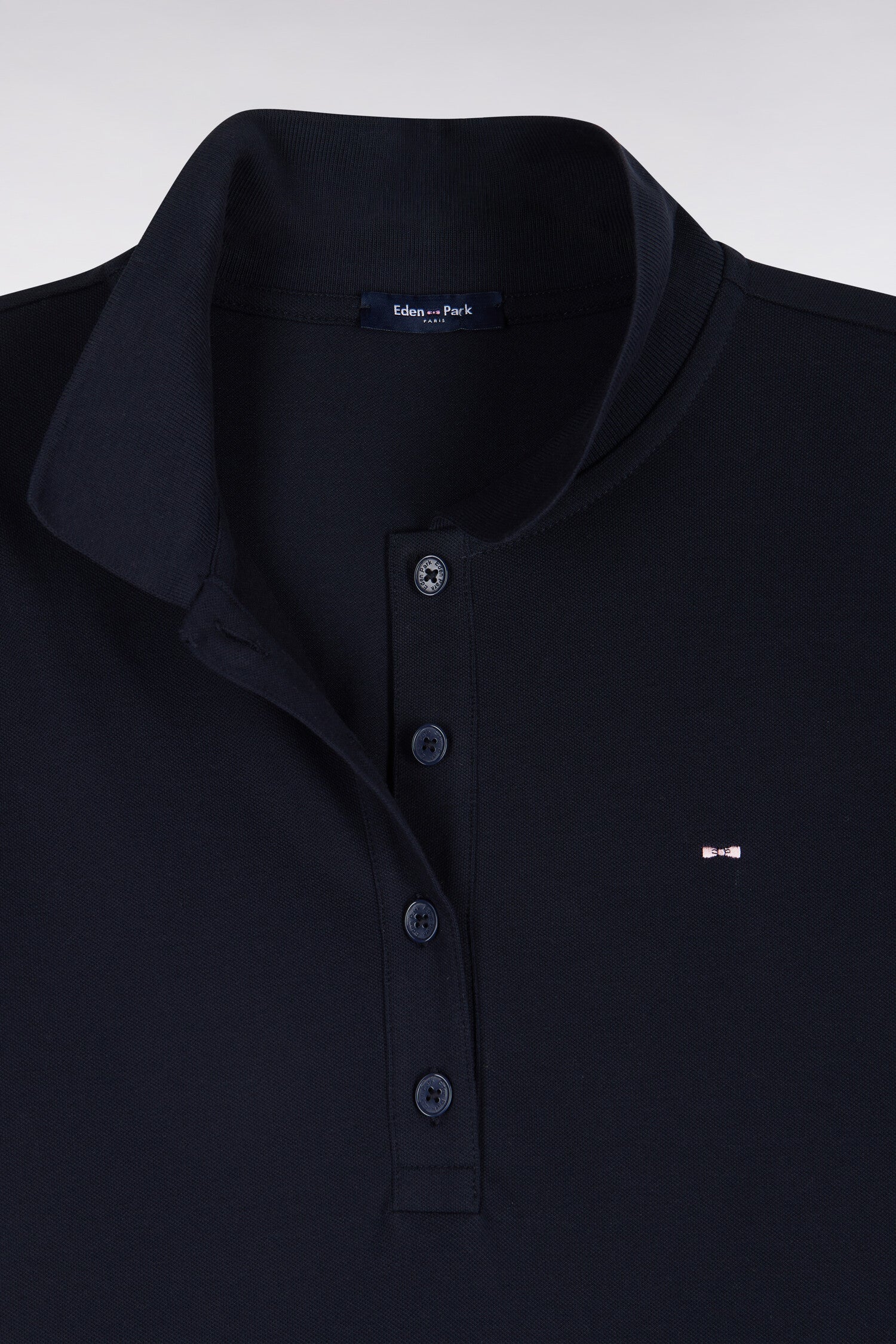 Polo manches courtes en coton stretch marine coupe ajustée