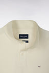 Short-sleeved straight-cut ecru Pima cotton polo shirt