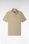 Polo manches courtes en coton Pima beige coupe droite