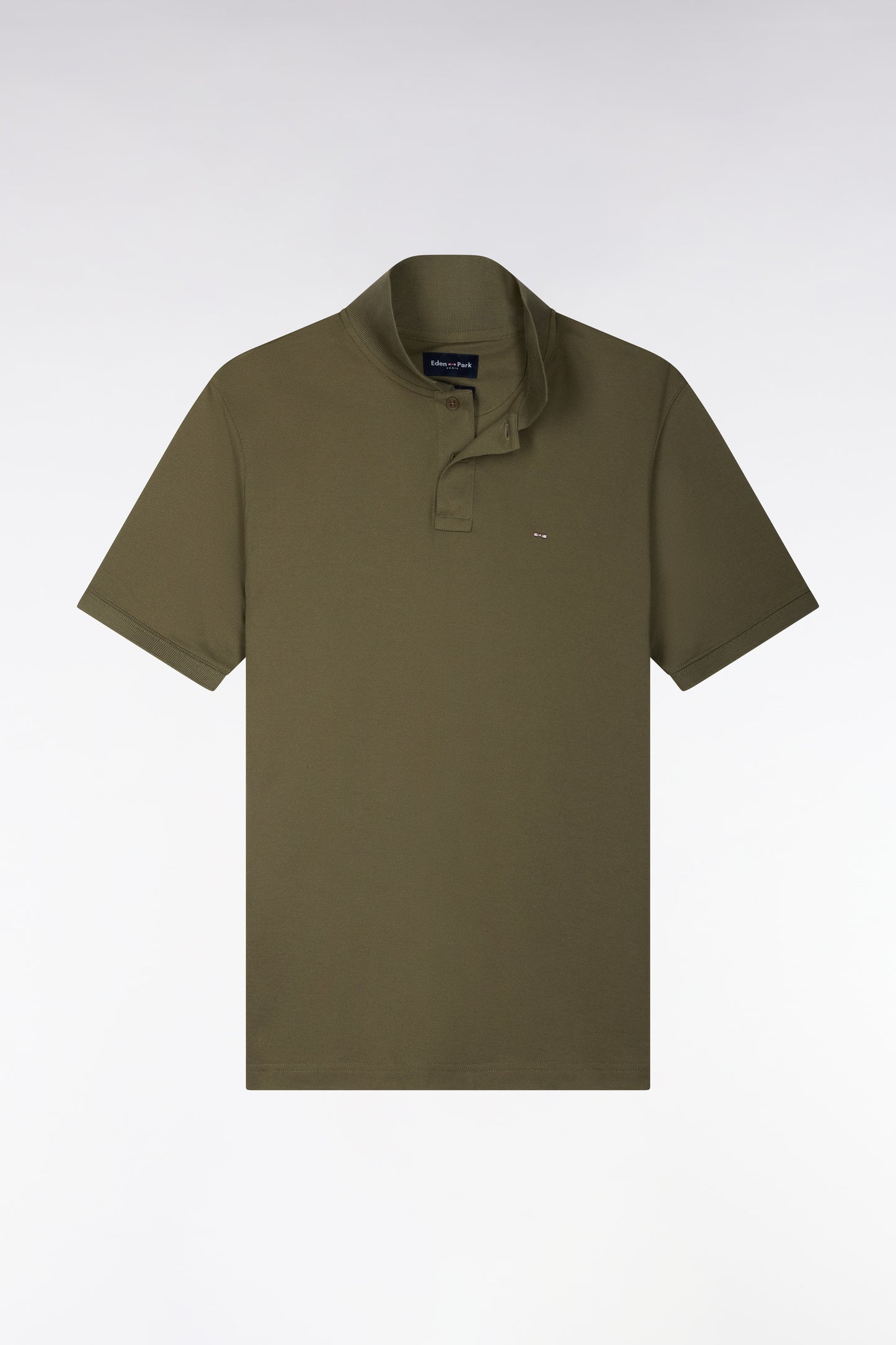 Polo manches courtes en coton Pima kaki coupe droite