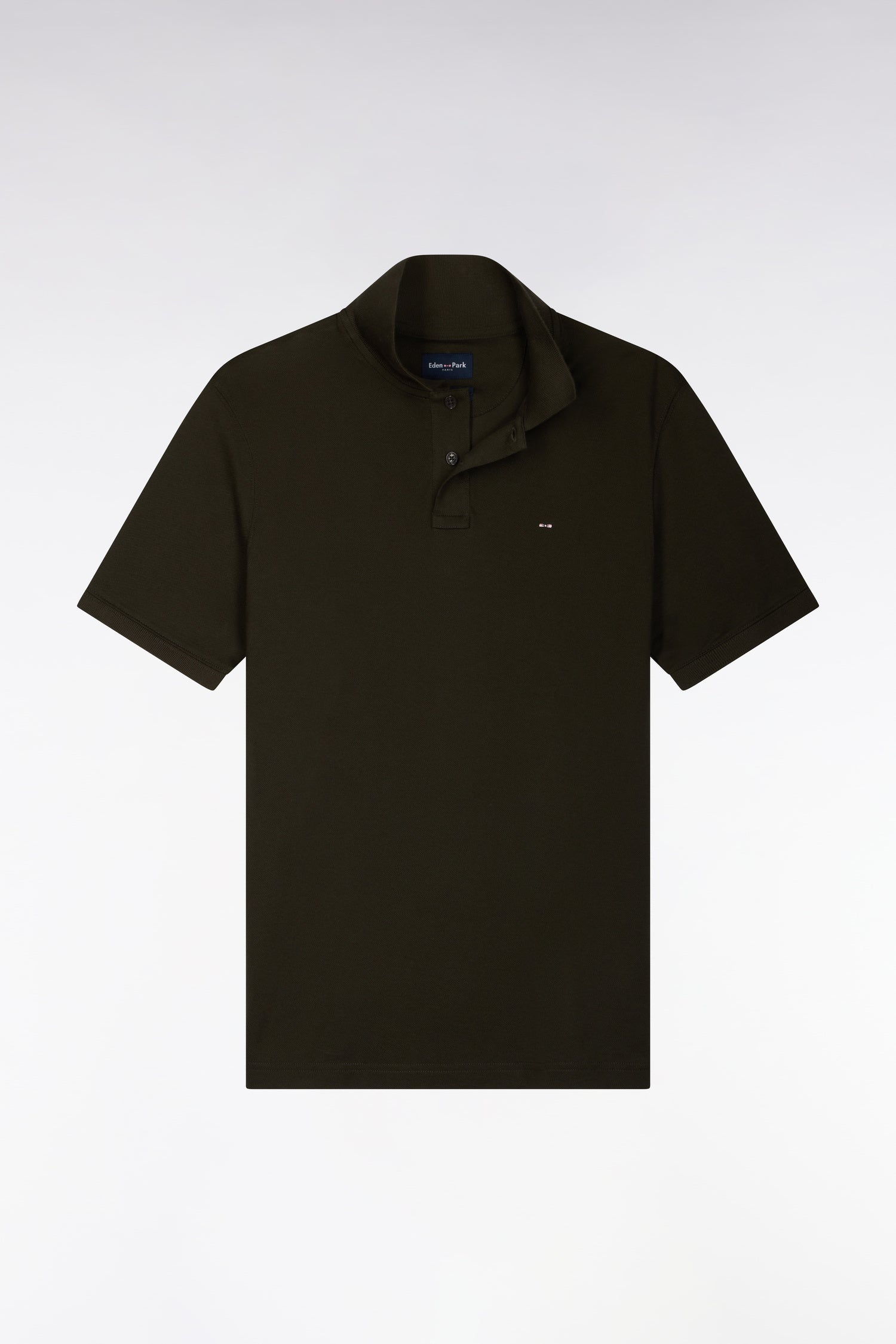 Polo manches courtes en coton Pima kaki coupe droite