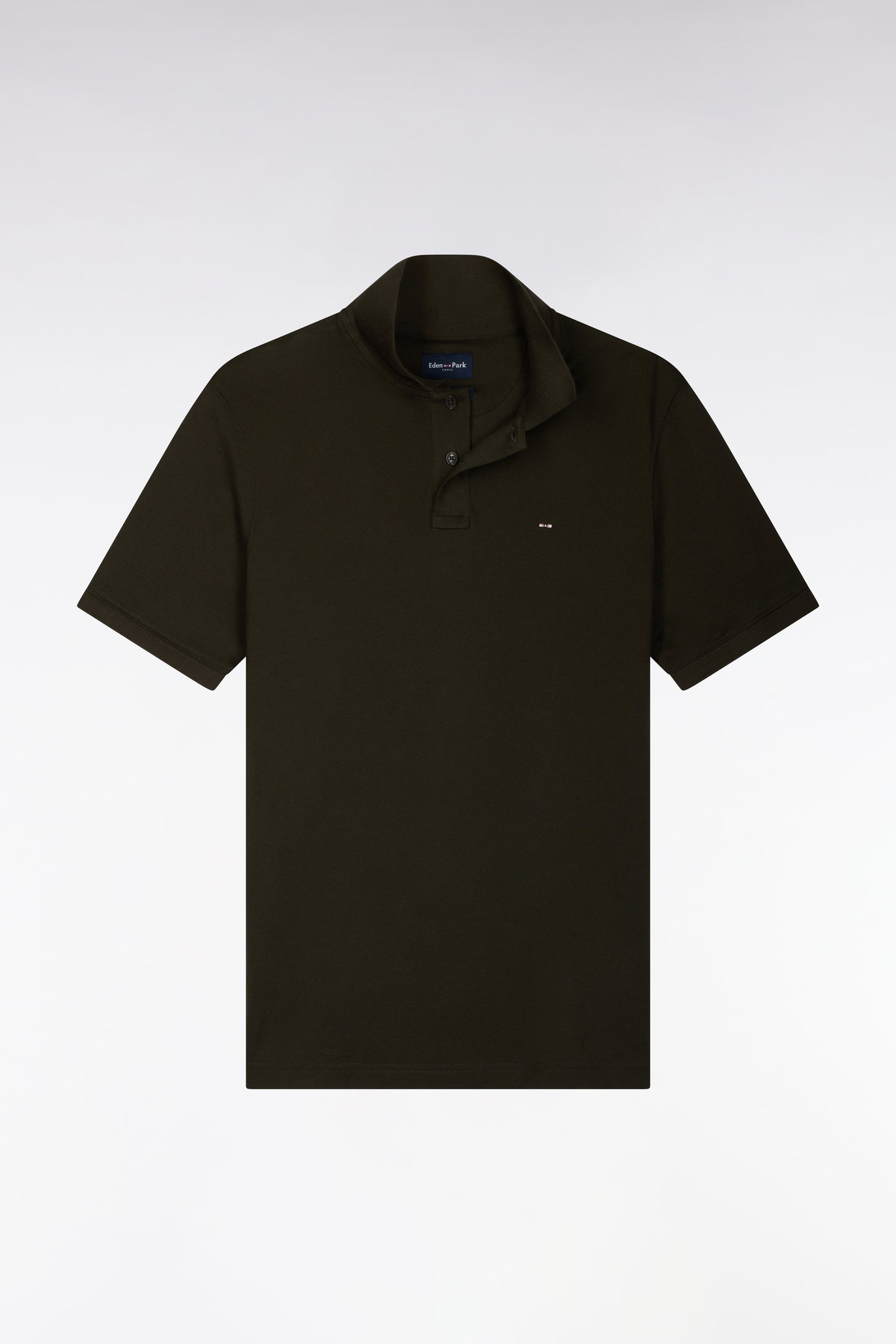 Polo manches courtes en coton Pima kaki coupe droite