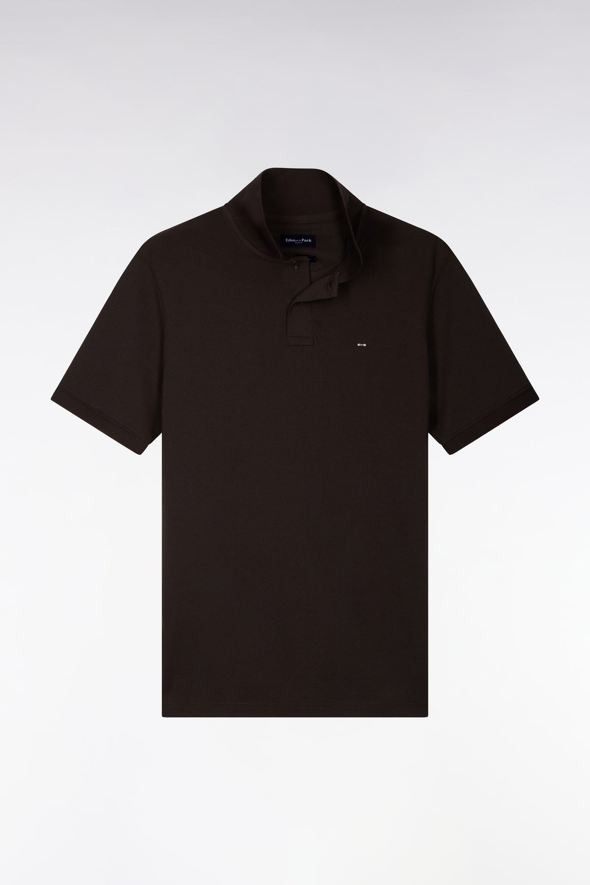 Polo manches courtes en coton Pima marron coupe droite
