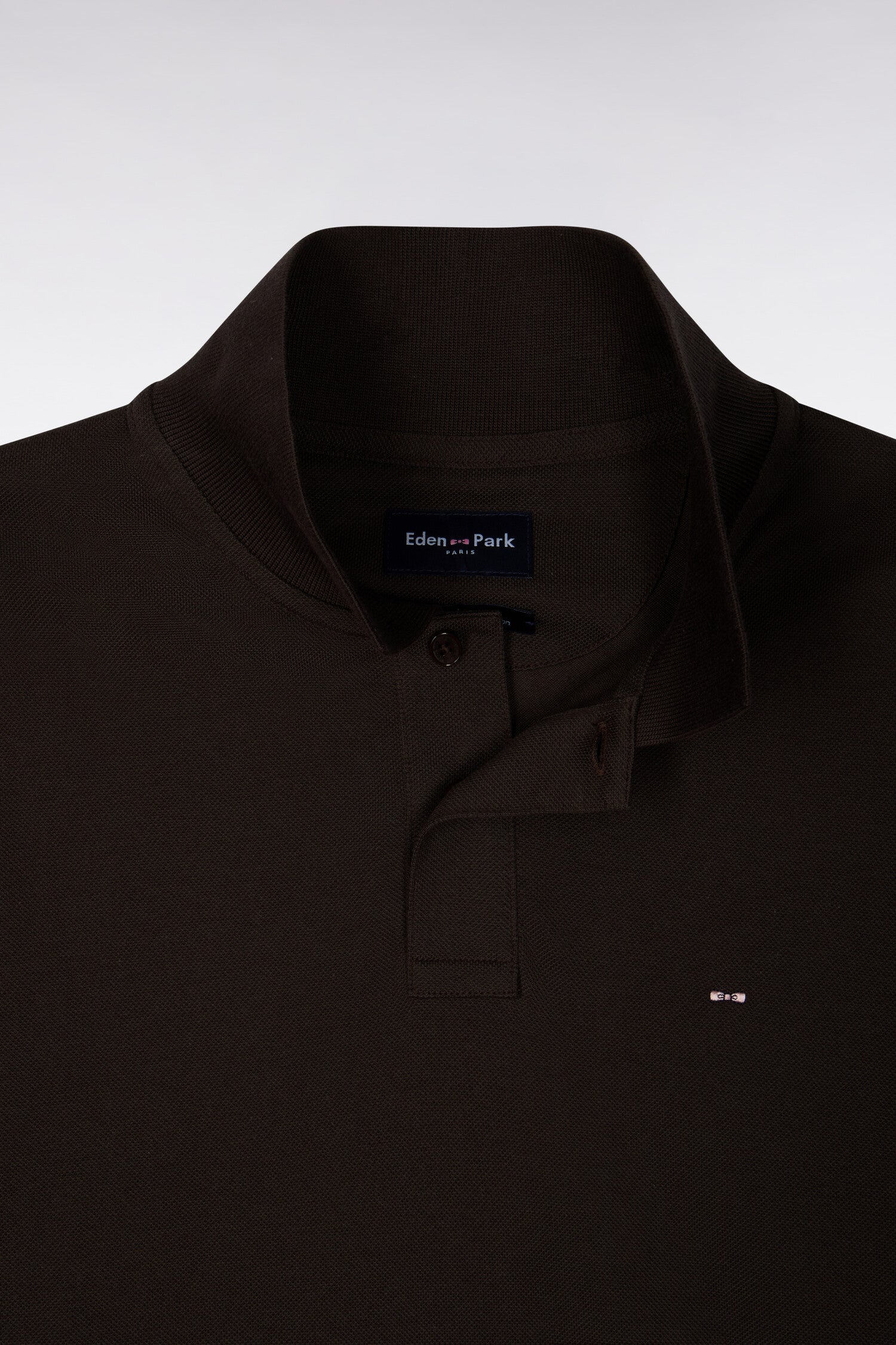 Polo manches courtes en coton Pima marron coupe droite