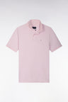 Short-sleeved straight-cut pink Pima cotton polo shirt