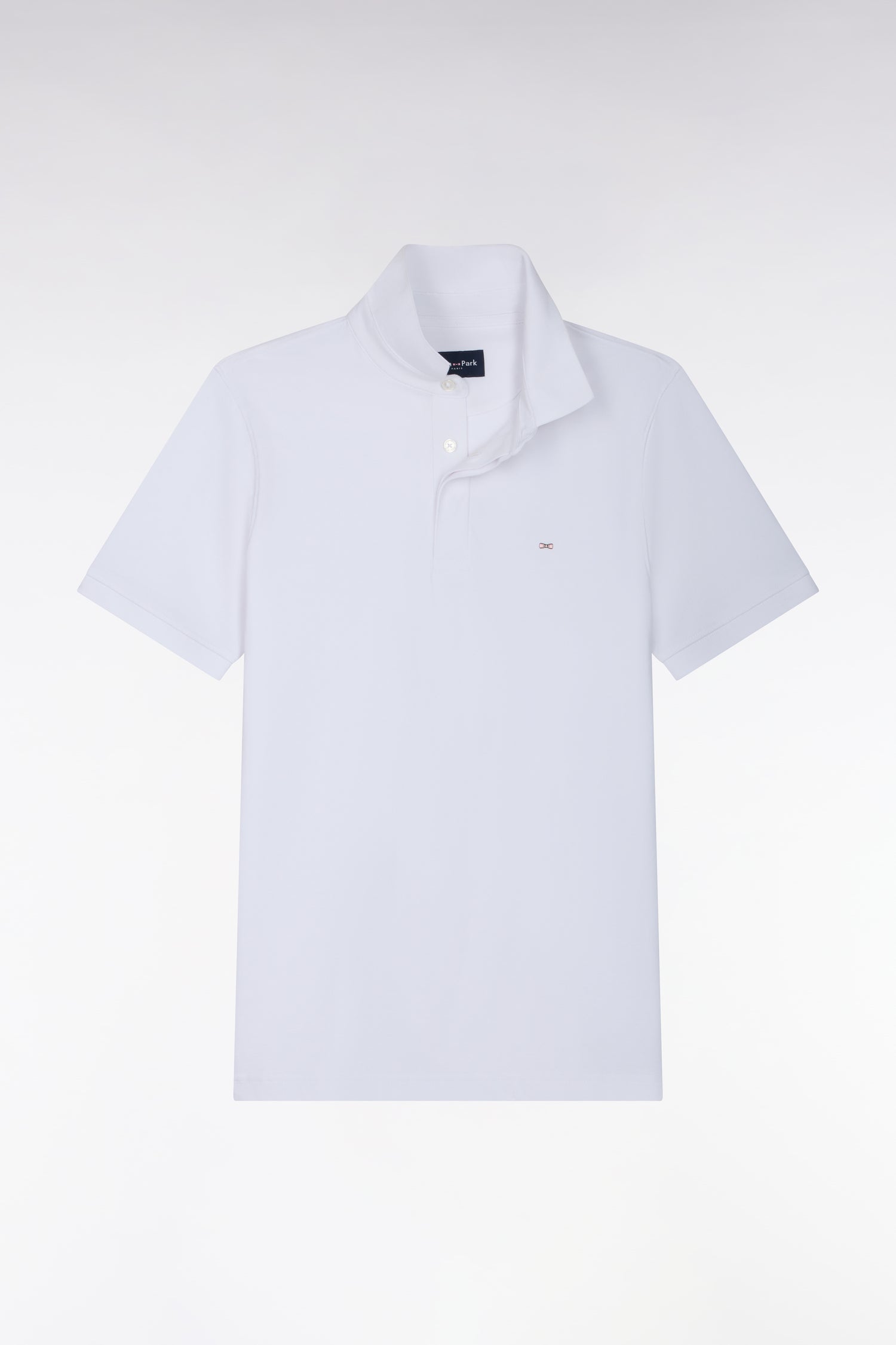 Polo manches courtes en coton stretch blanc coupe ajustée