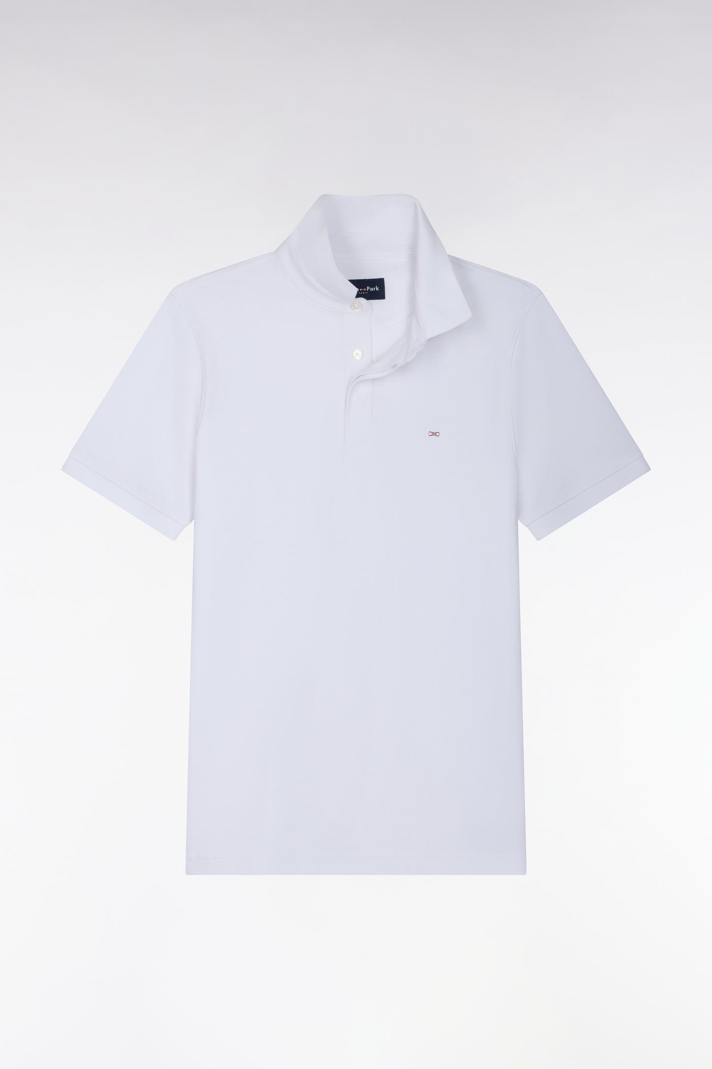 Polo manches courtes en coton stretch blanc coupe ajustée
