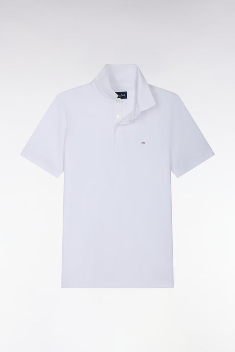 Polo manches courtes en coton stretch blanc coupe ajustée - Image 2