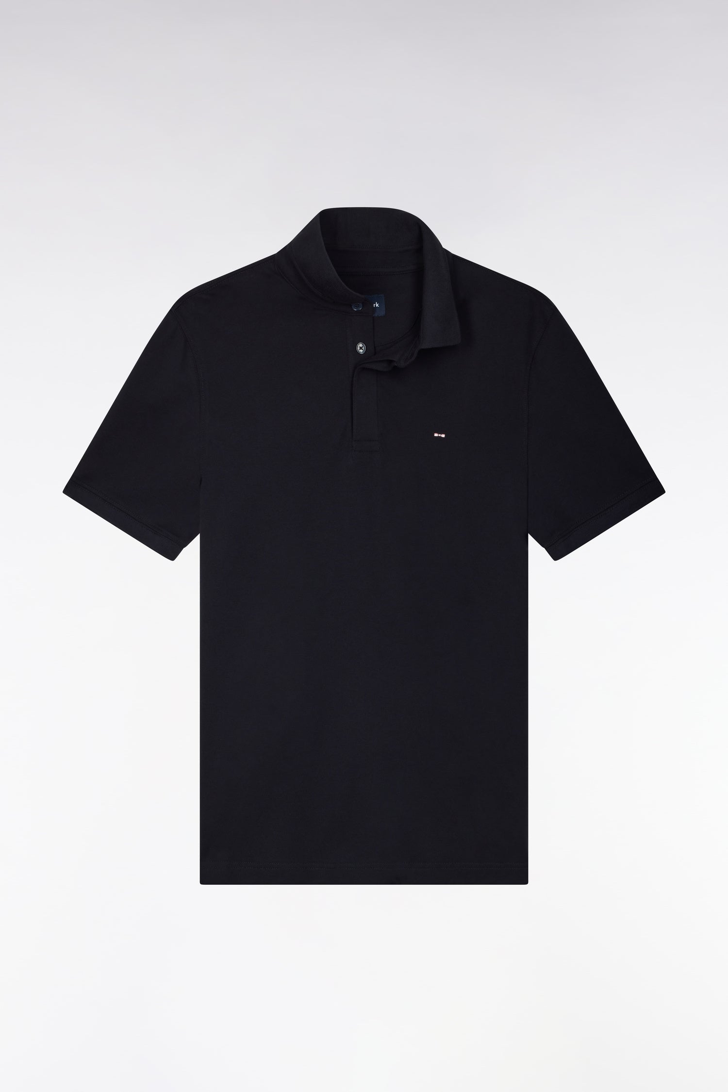 Polo manches courtes en coton stretch marine coupe ajustée