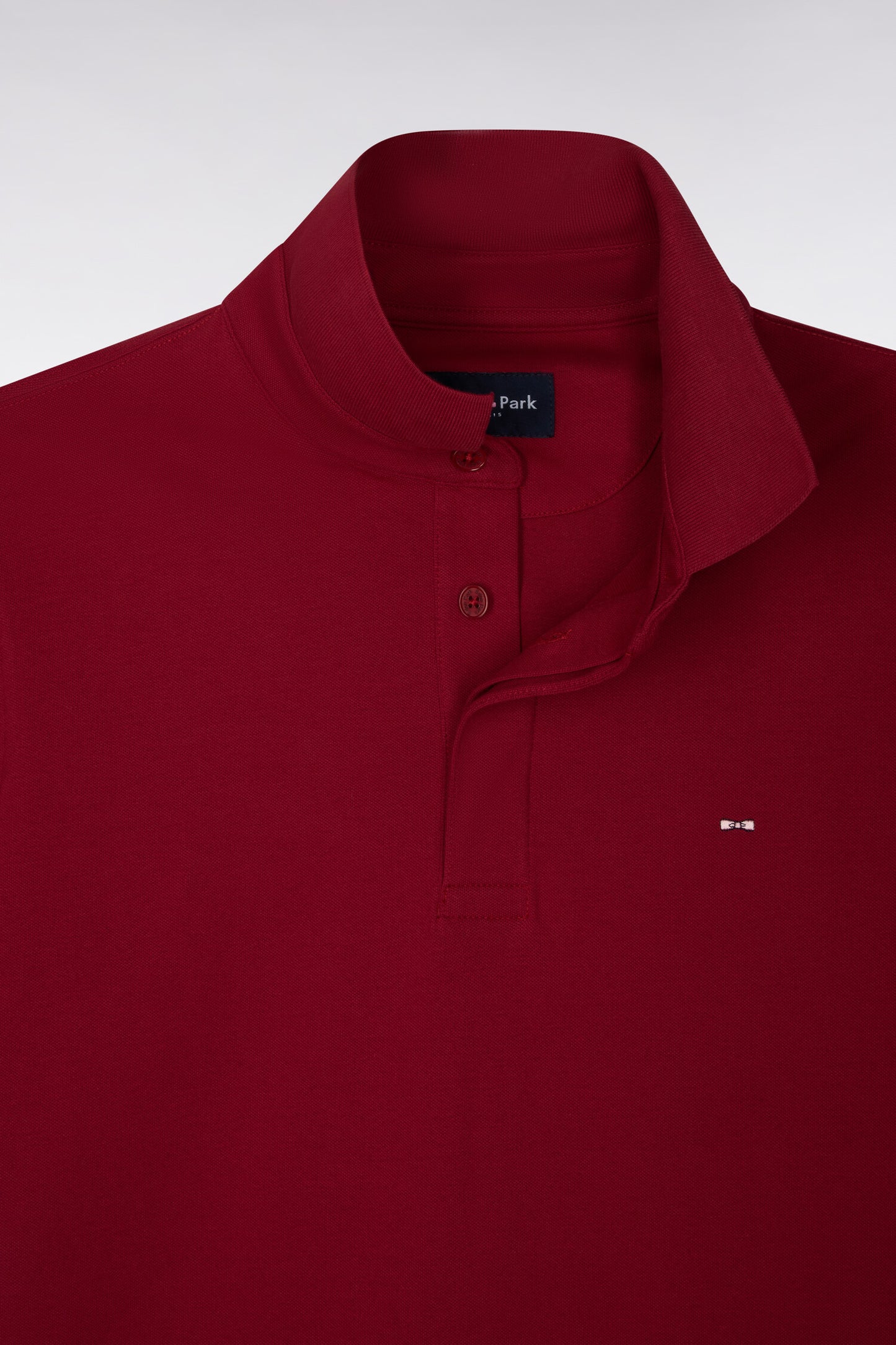 Polo manches courtes en coton stretch rouge coupe ajustée