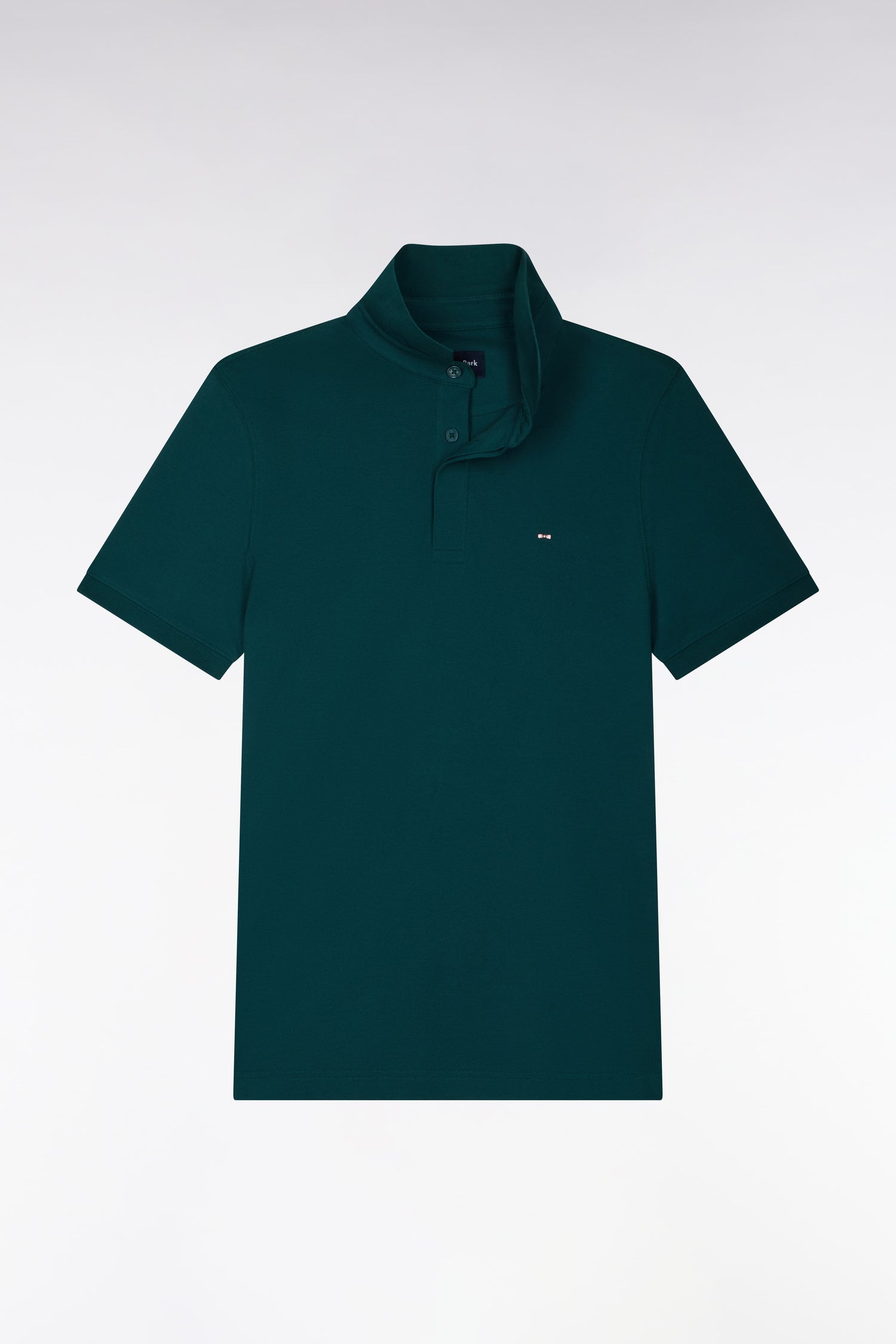 Polo manches courtes en coton stretch vert coupe ajustée