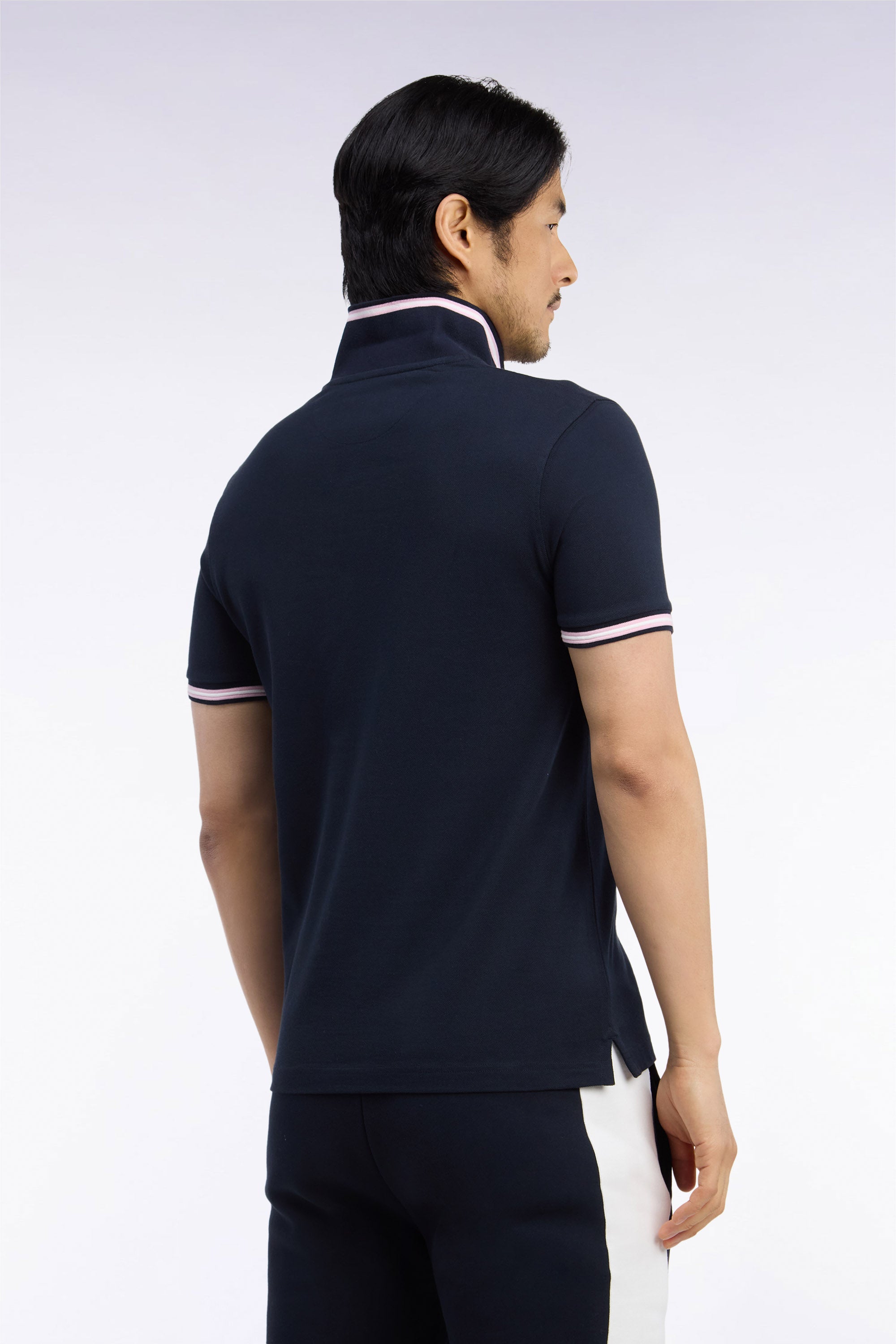 Poloshirt kurze Ärmel aus Baumwollpiqué Marineblau gerade Passform