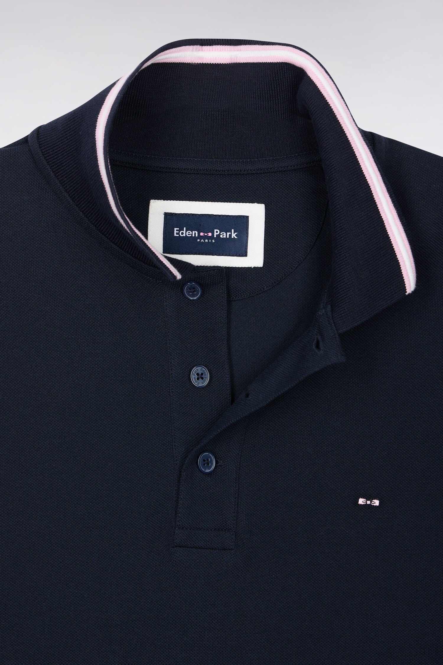 Poloshirt kurze Ärmel aus Baumwollpiqué Marineblau gerade Passform