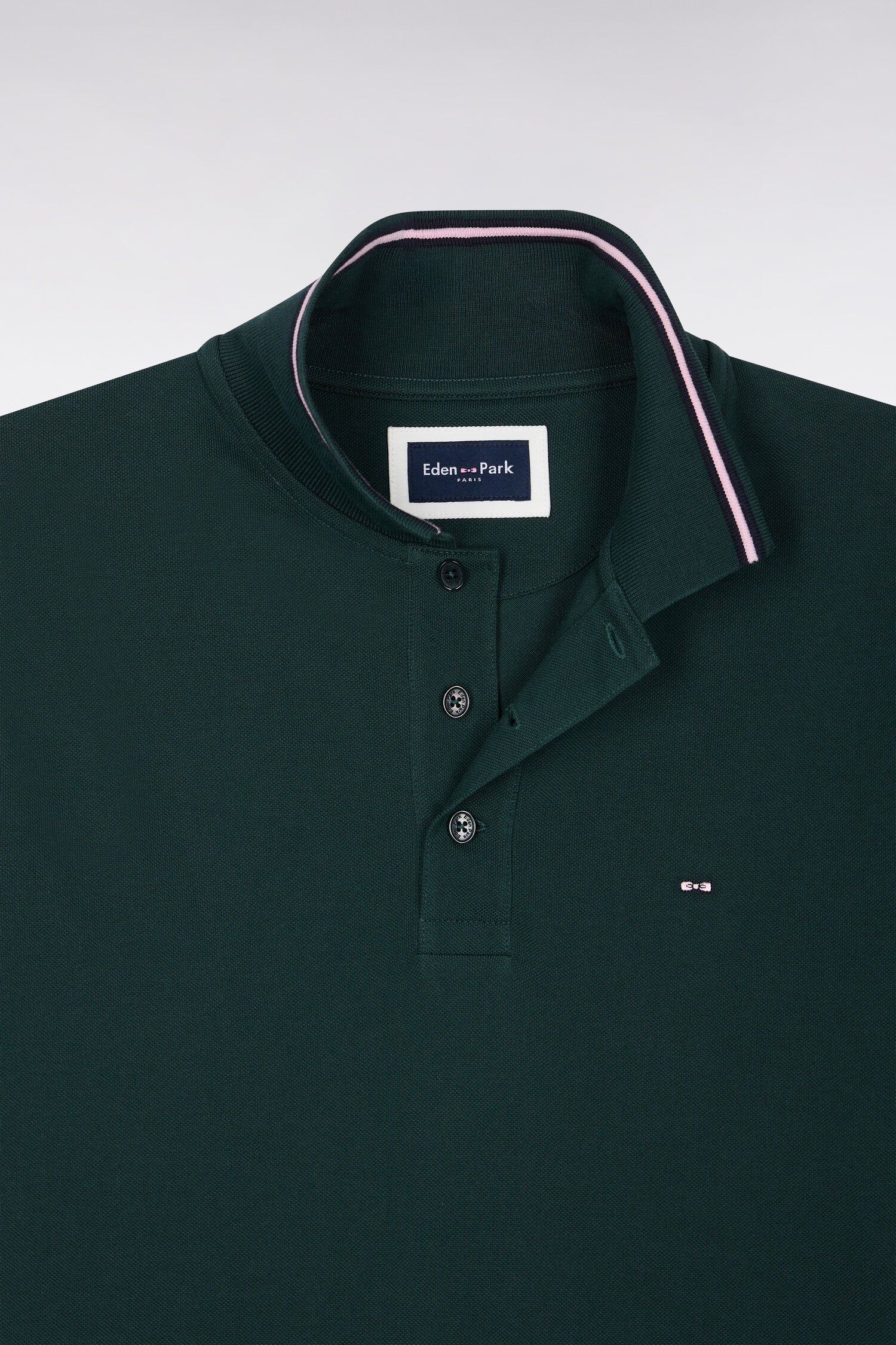 Polo manches courtes en piqué coton vert foncé coupe droite