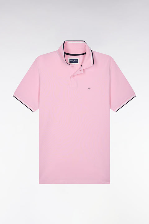 Polo manches courtes en piqué coton rose coupe droite - Image 2