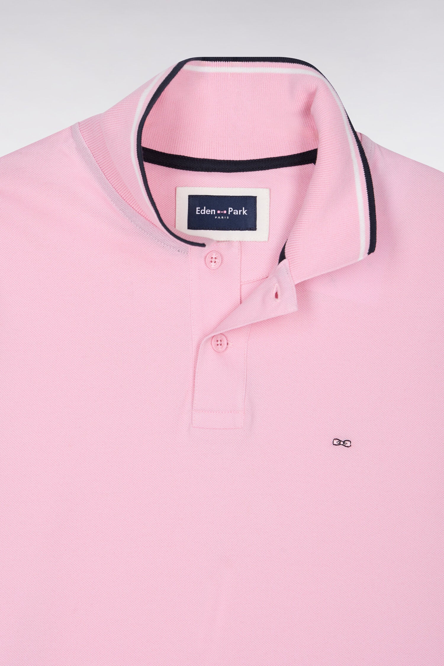 Polo manches courtes en piqué coton rose coupe droite