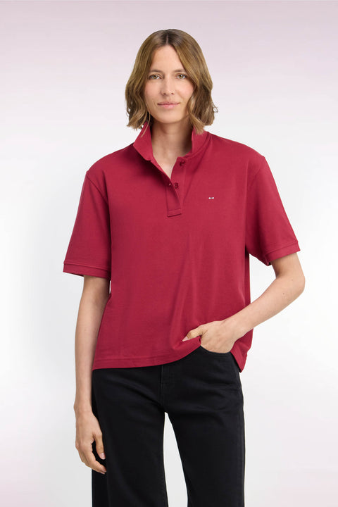 Polo manches courtes en coton rouge coupe oversized - Image 3