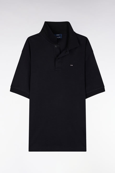 Polo unisexe manches courtes en coton interlock noir - Image 2