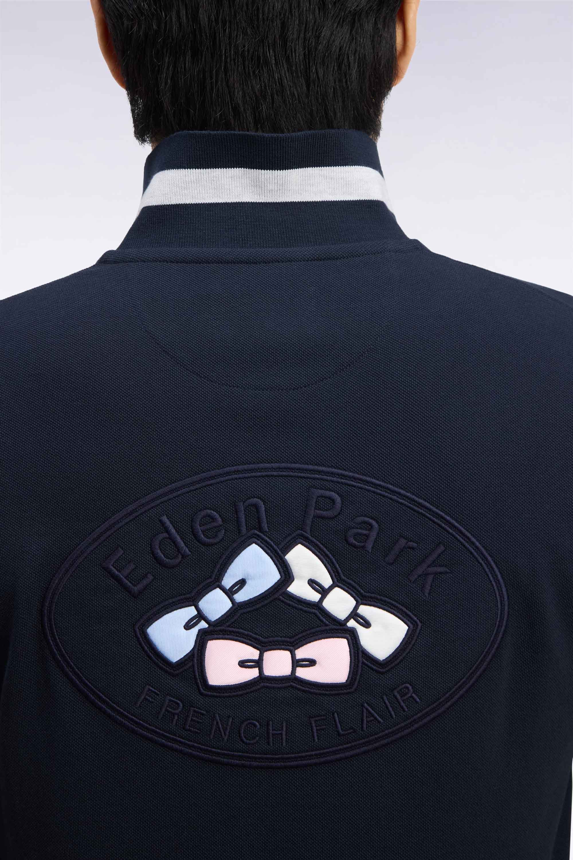 Polo manches courtes en coton marine coupe droite