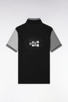 Short-sleeved polo shirt in gray tricolor cotton, straight cut