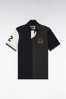 Polo manches courtes en coton kaki et marine coupe droite