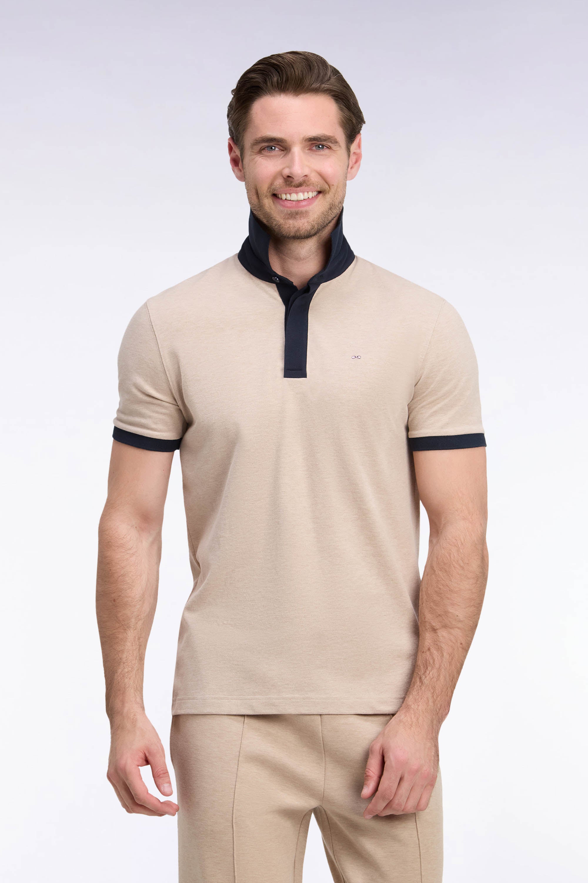 Kurzarm-Poloshirt aus Baumwolle Marineblau