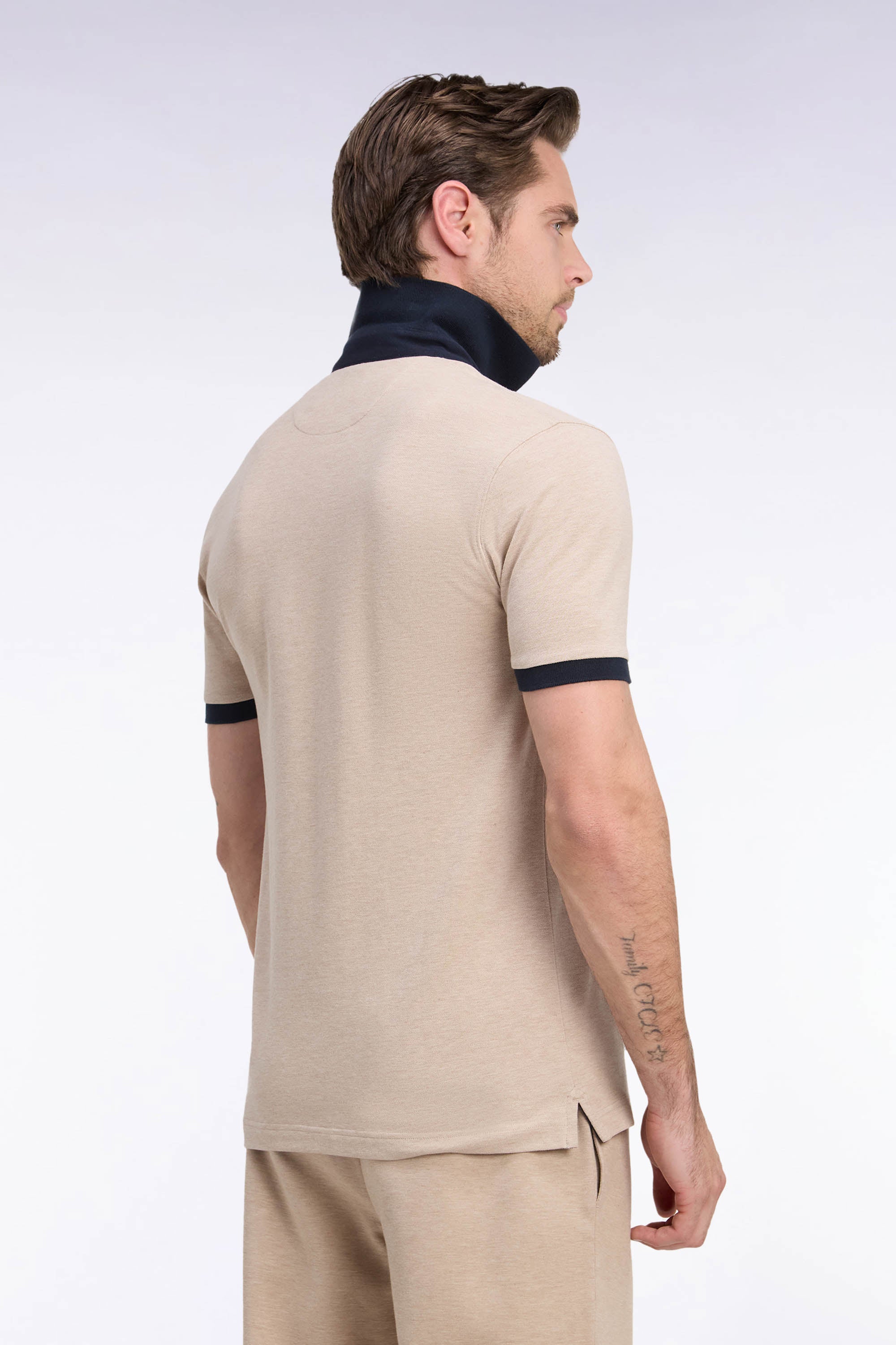Kurzarm-Poloshirt aus Baumwolle Marineblau