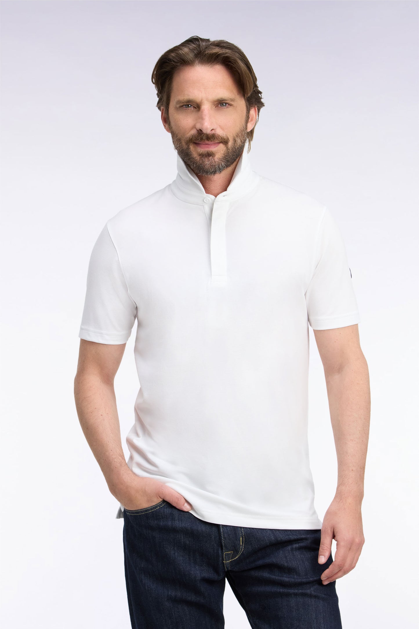 Polo golf manches courtes blanc coupe droite