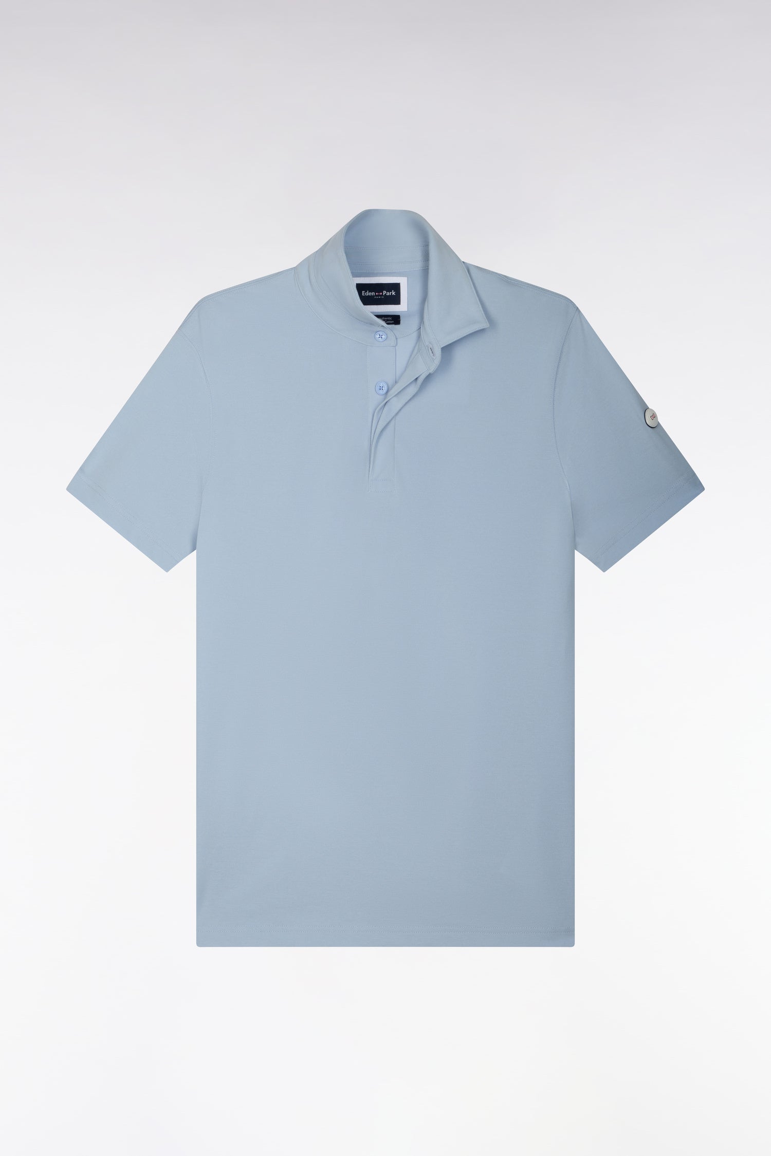Polo golf manches courtes bleu ciel coupe droite