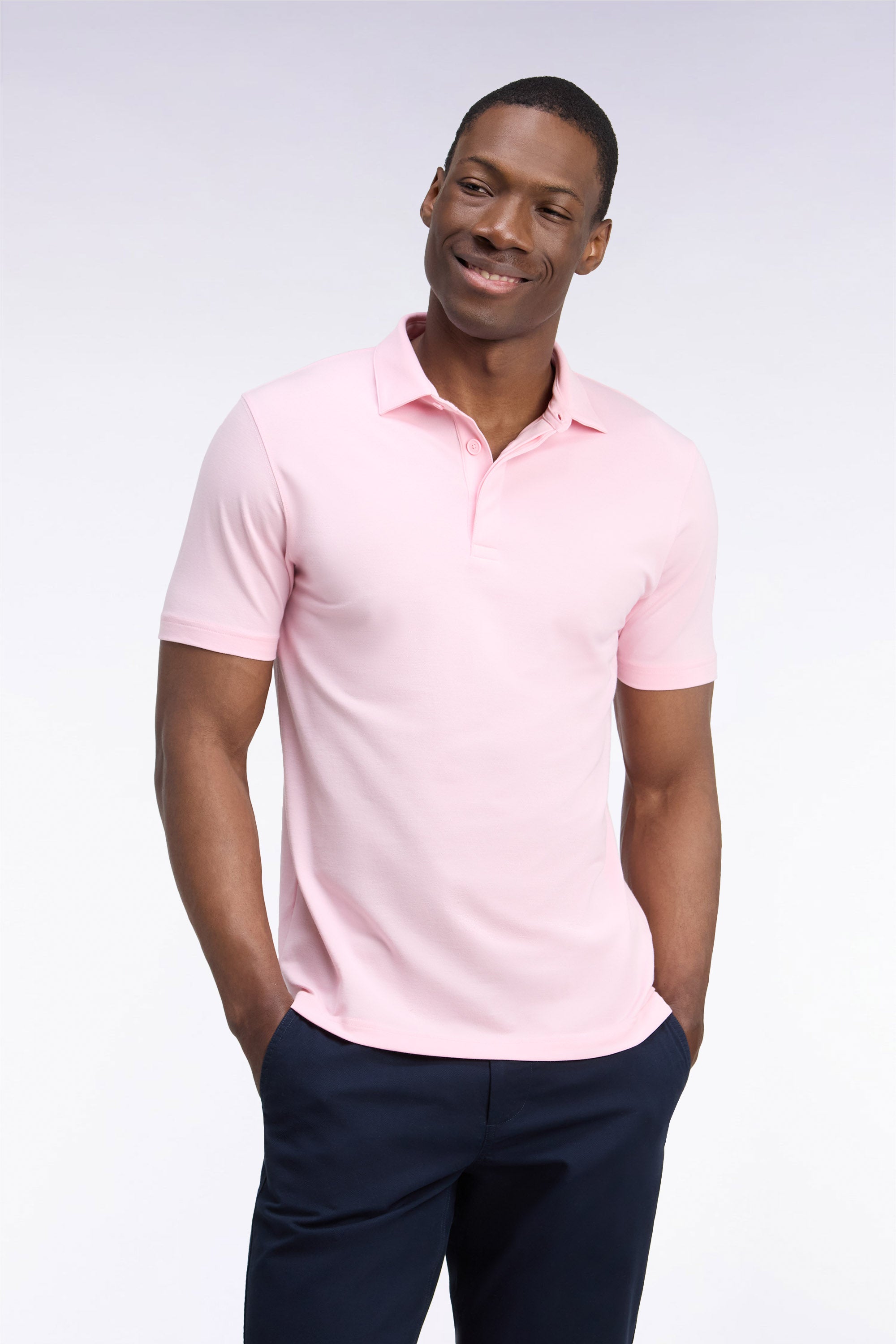Poloshirt golf kurze Ärmel rosa gerade Passform