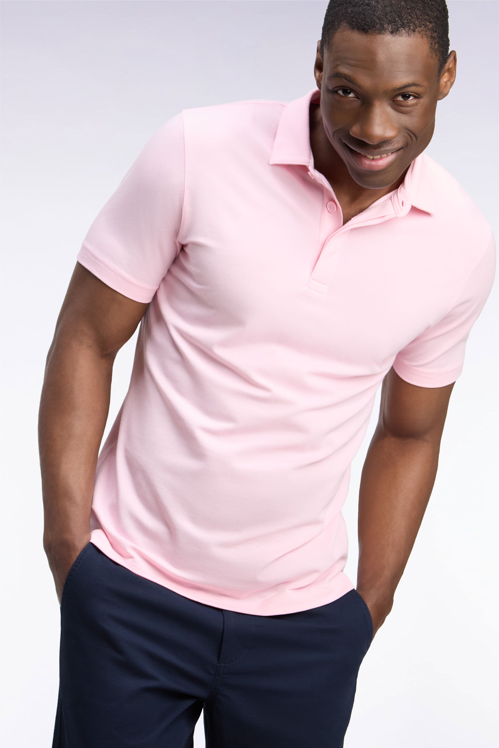 polo golf mangas cortas rosa corte recto