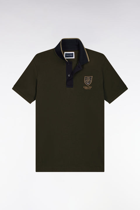 Polo manches courtes en coton vert à écusson coupe droite - Image 2