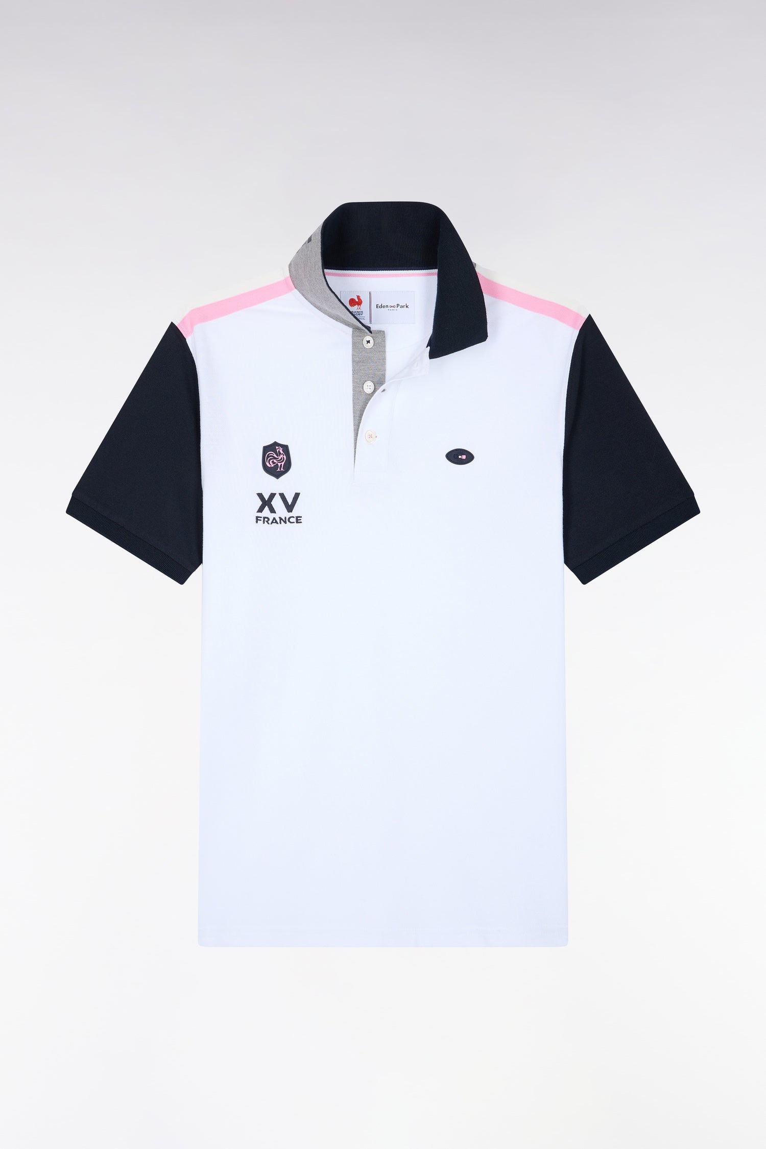 Polo manches courtes XV de France blanc coupe droite