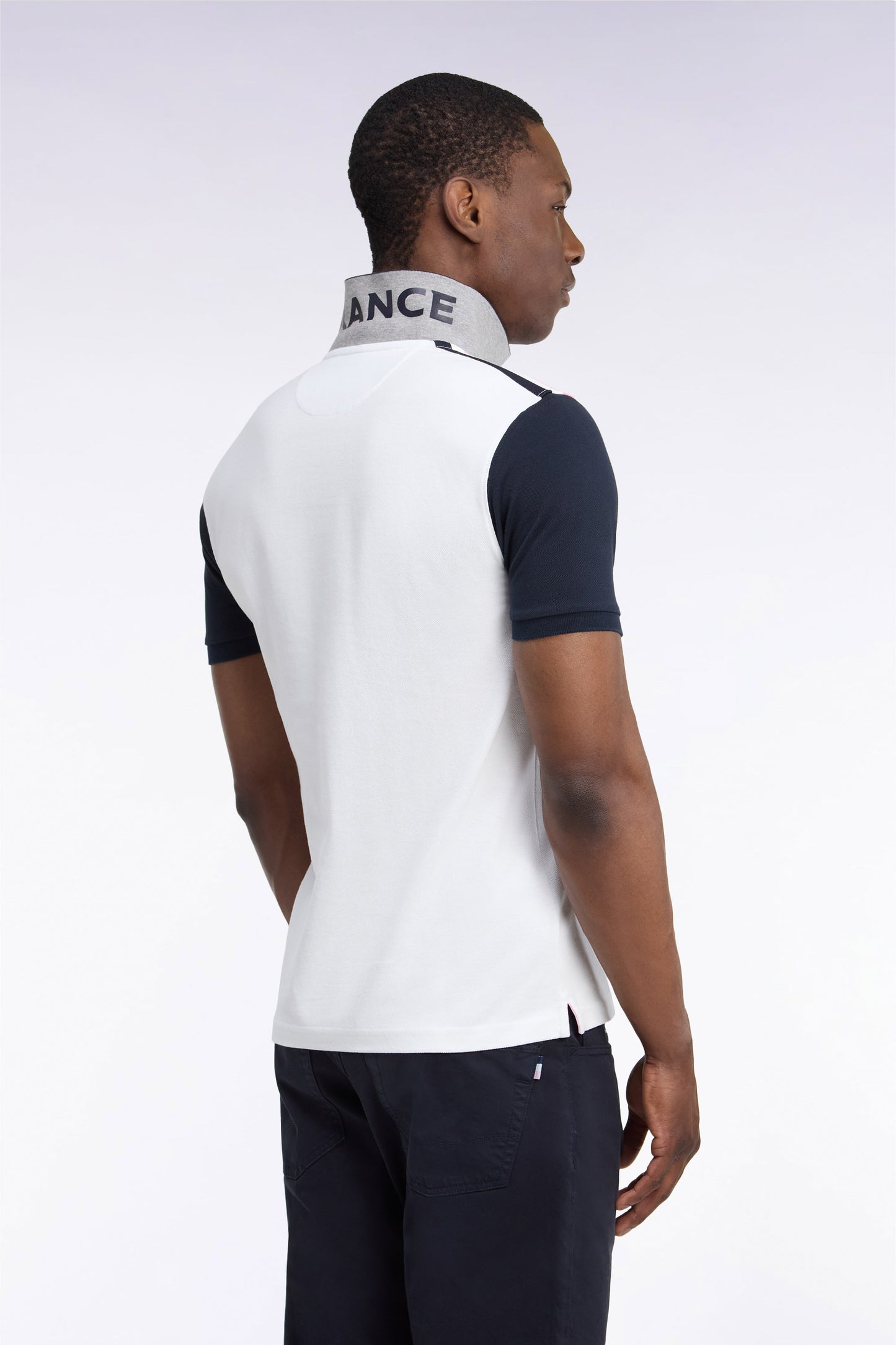 Polo manches courtes XV de France blanc coupe droite