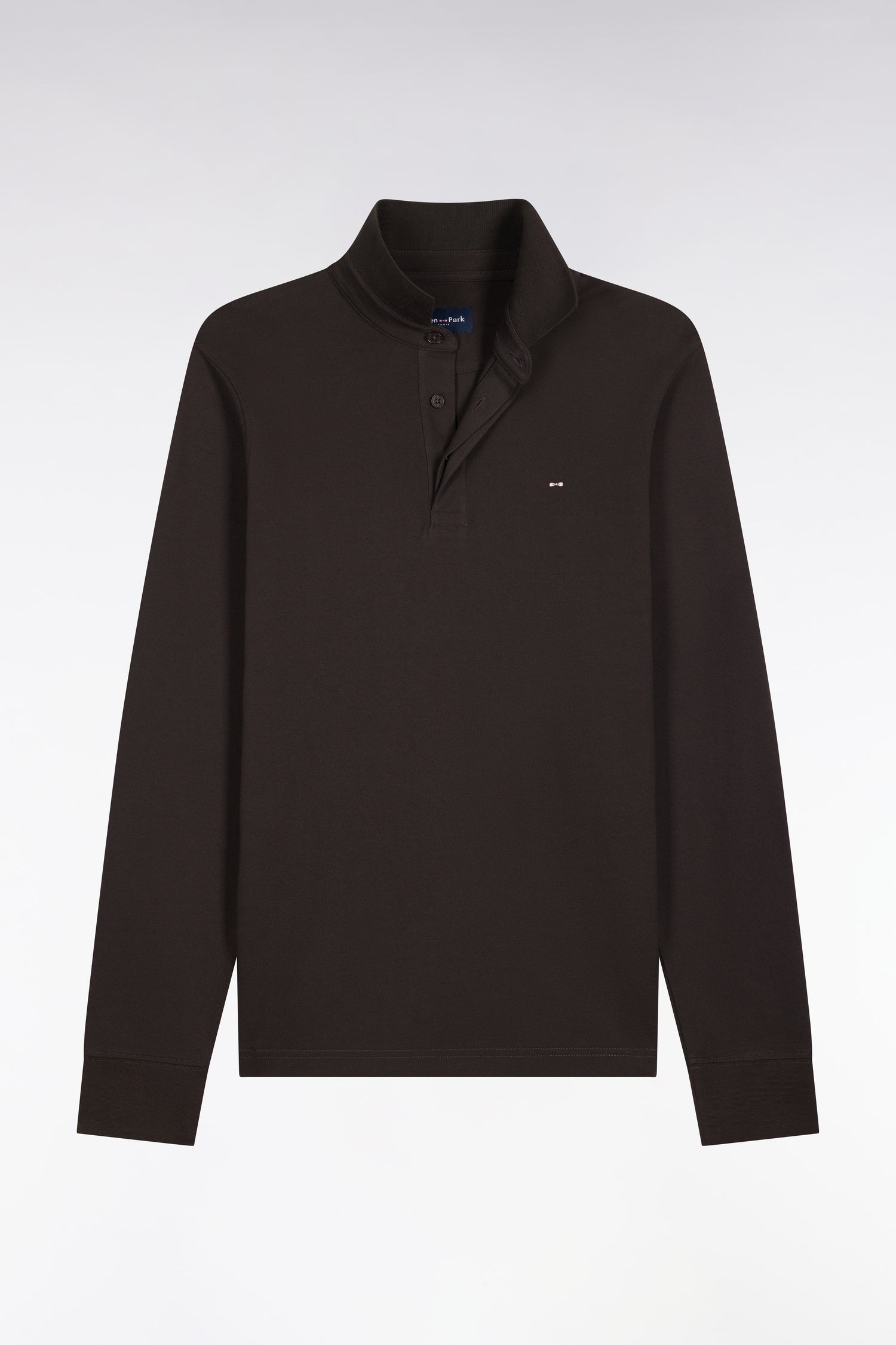 Poloshirt lange Ärmel aus Baumwolle Pima Braun gerade Passform